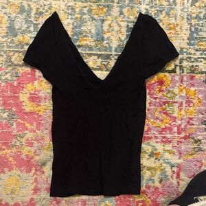 Re/Done and Hanes Limited Collab Black Tee with Cap Sleeves